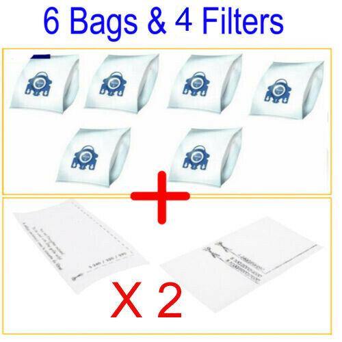 6 Synthetic Bag + 4 Filter For Miele Complete C2 PowerLine SFAA0 Vacuum Cleaner Sparesbarn